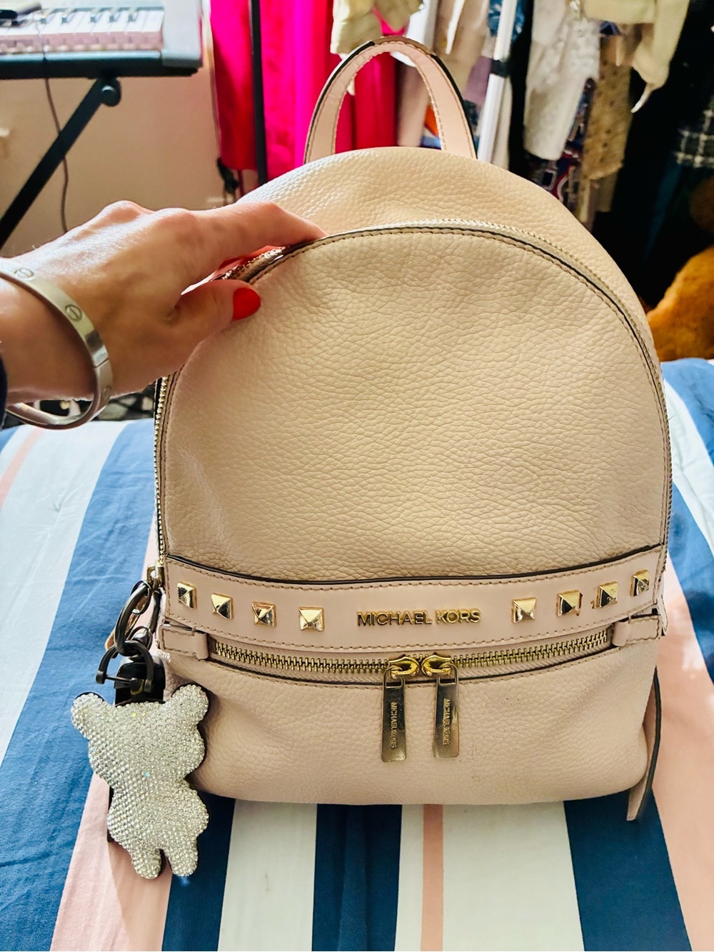Michael Kors Kenly Blush Pebbled Backpack RARE